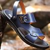 2025 Sandals Men's Leather Summer Men's Youth Blue Breathable Cool Slippers Korean Version of Trendy Summer Beach Shoes