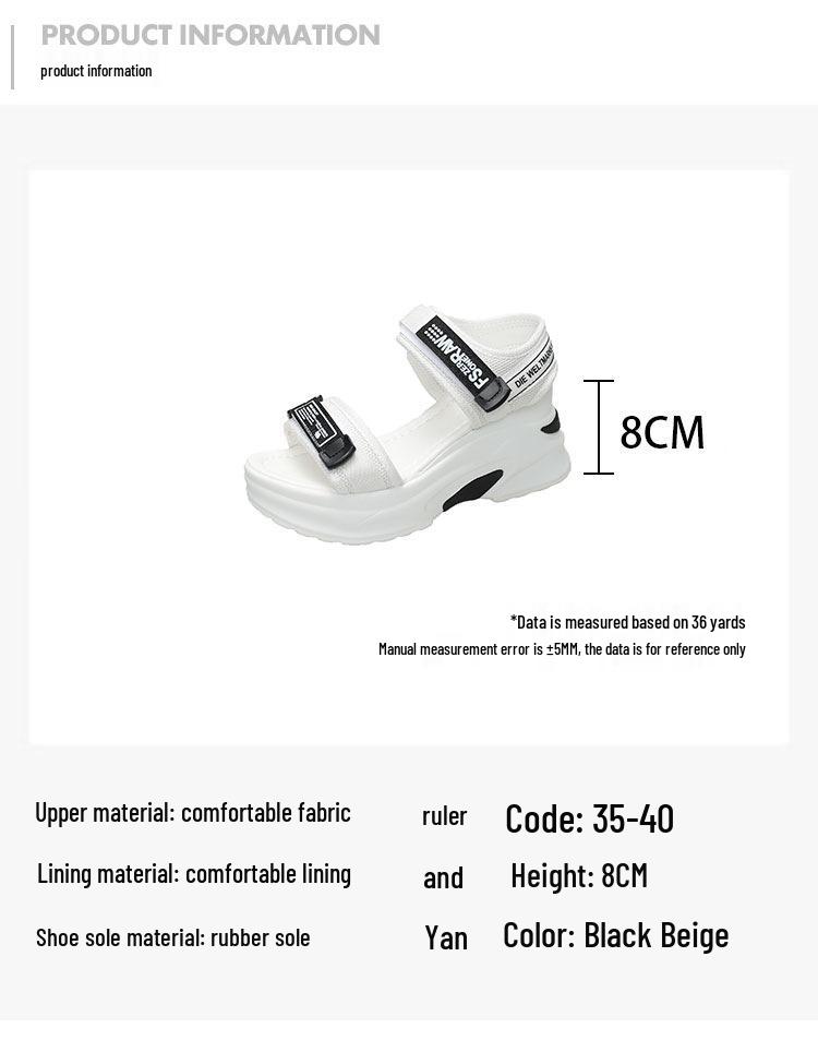 2025 Summer Women's Lightweight Velcro Wedge Sandals – Comfortable Thick-Soled, Flat Bottom Casual Beach Footwear for Students