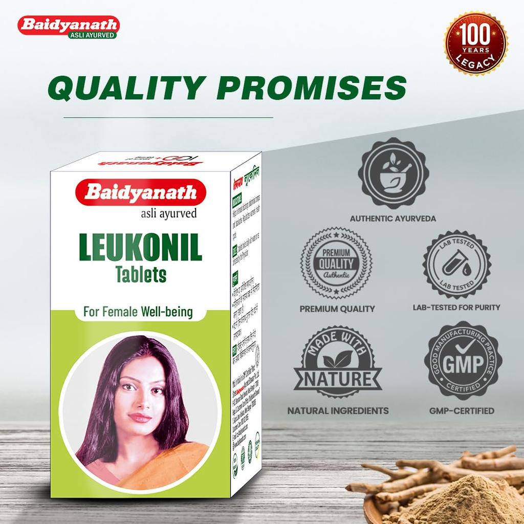 Baidyanath Leukonil Suplement Ajurwedyjski Dla Ogólnego Samopoczucia 50 Tabletek X Opakowanie 2 Wspiera Równowagę Hormonalną I Codzienną Witalność
