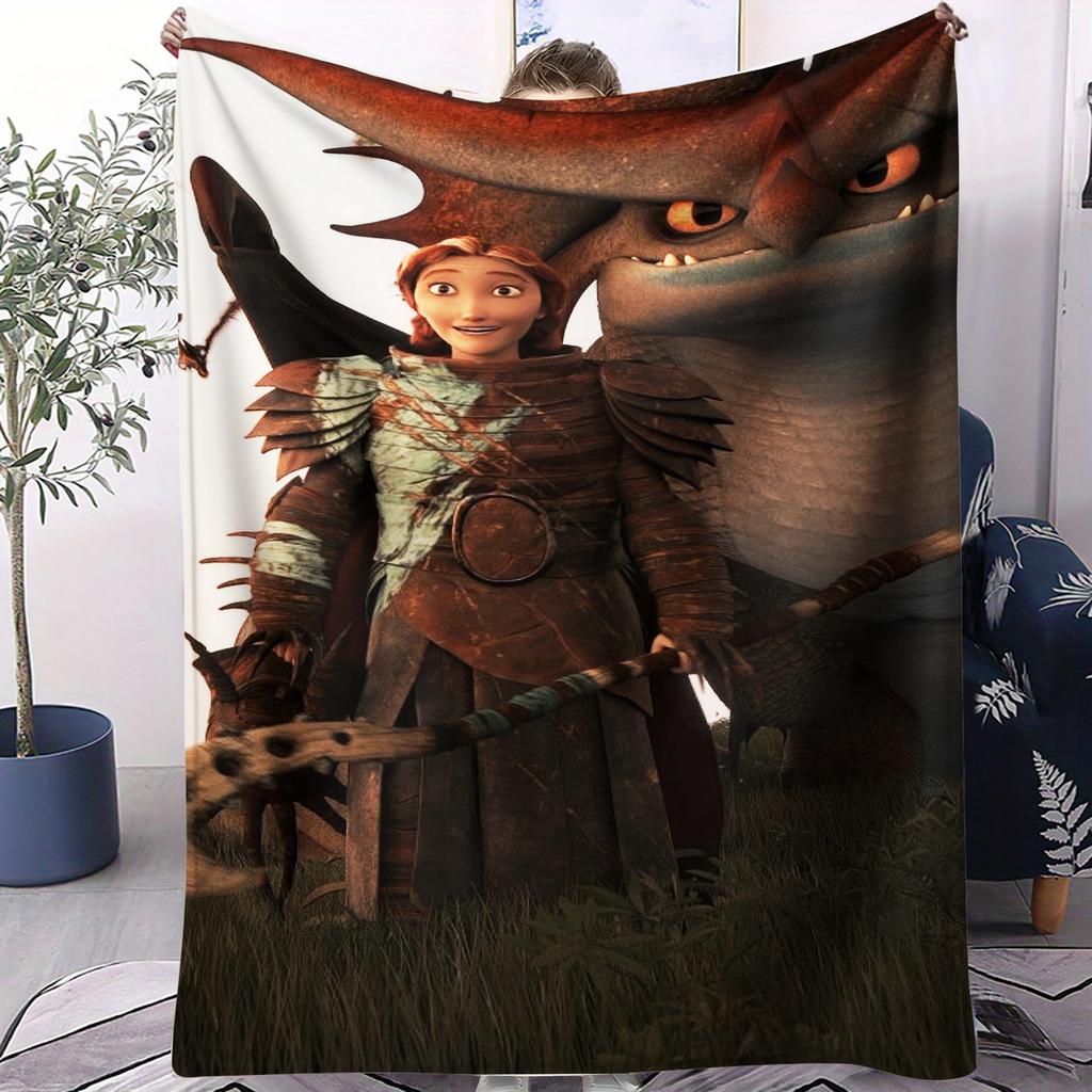 How to Train Your Dragon Viking Family Snow Scene Flange Velvet Blanket Soft Multifunctional Decorative Universal Throw