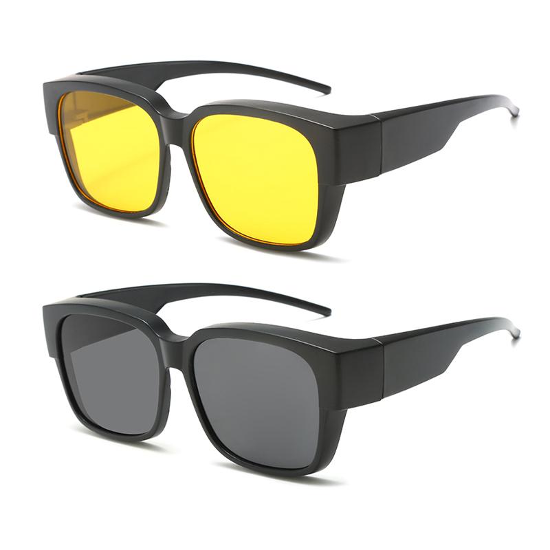 

2 шт. Мужские для вождения, езды, которые можно носить поверх других очков, квадратные, облегающие, надеваемые поверх очков, солнцезащитные очки UV400