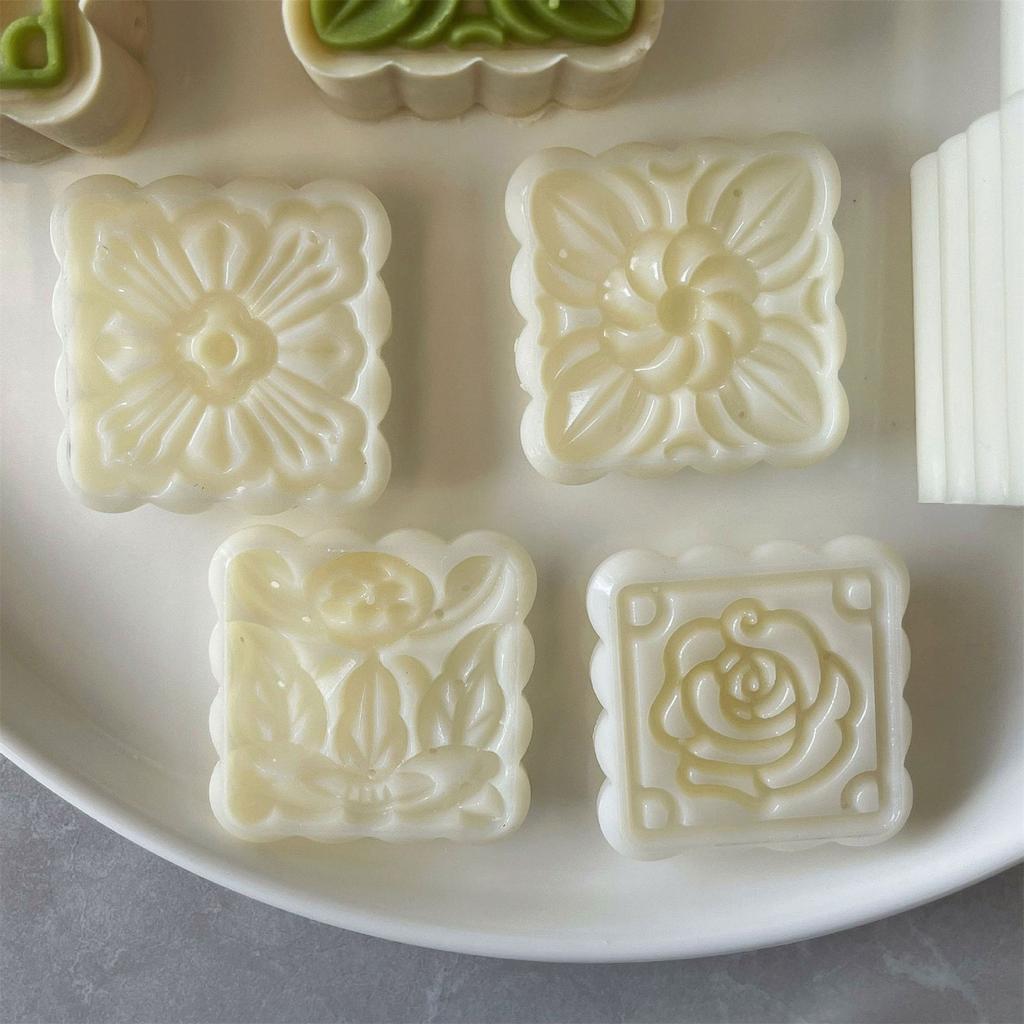 Ice Skin Pastries Mold Hand Pressed Mooncakes Mold Square Bean Pastes Cake Molds Plastic Desser Mould for Cooking Lover