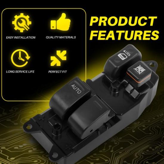 Window For 2000 2001-2006 Toyota Tundra Black Switch-Button Front Driver Side