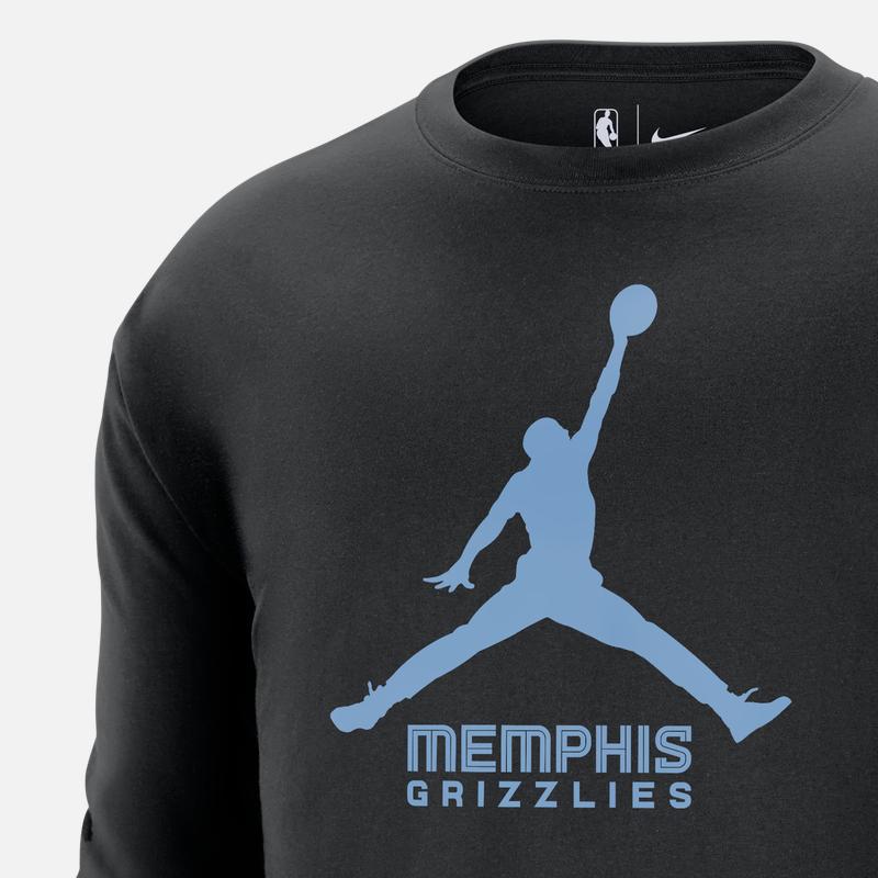 Jordan Memphis Grizzlies Big Logo Print Casual Long Sleeve T-Shirt Men Tops Black FN1271-010