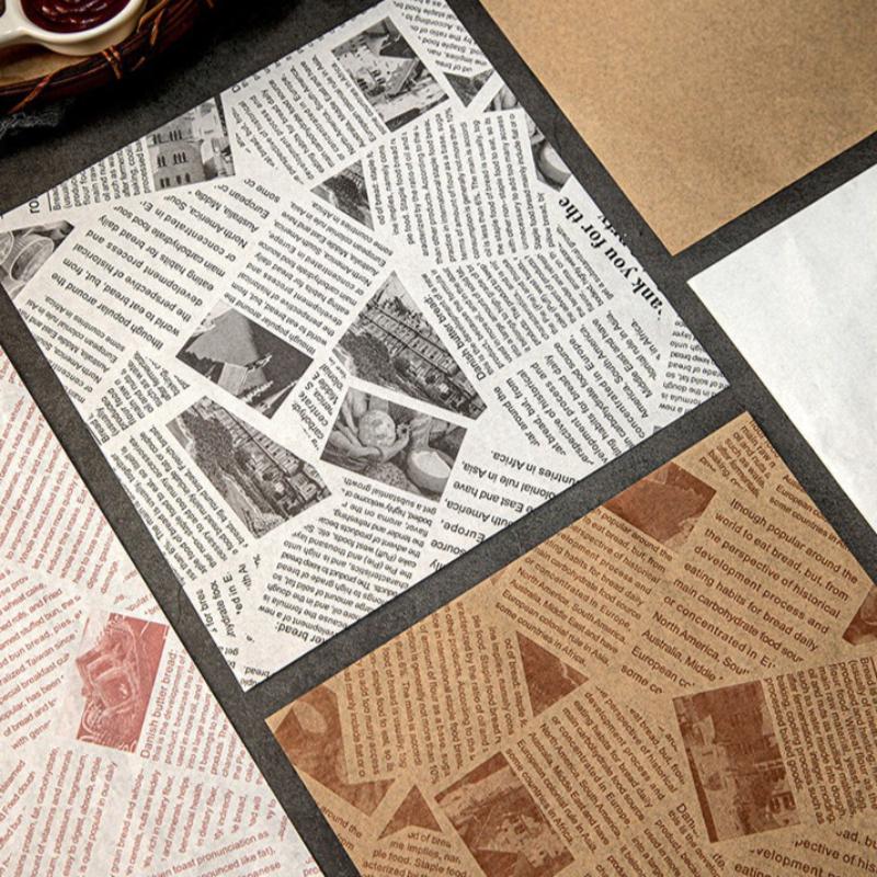 Newspaper Printing Sandwich Wrapping Paper Food Specific Oil Proof Papers French Fries Hamburgers Fried Chicken Bread Pizza Plates Paper Pads