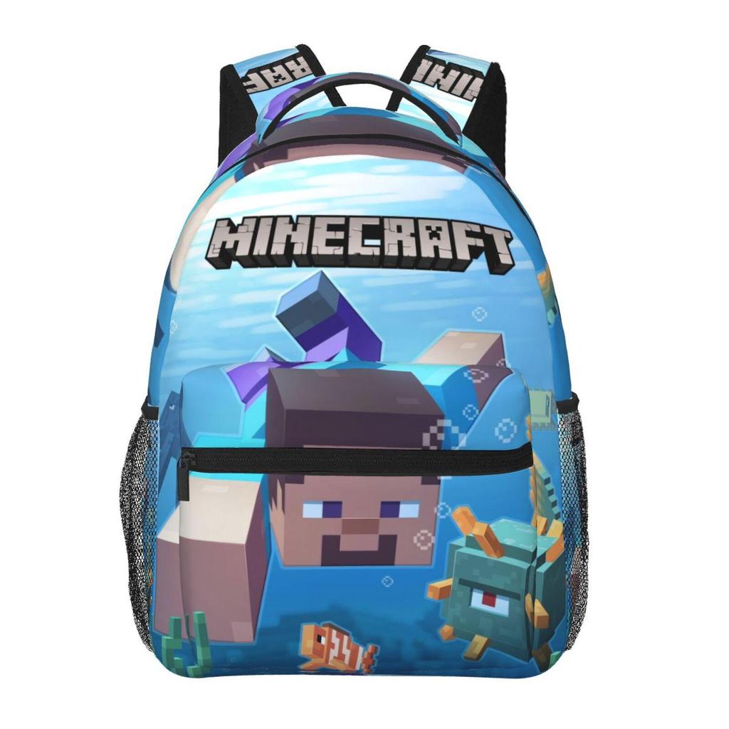 Popular Minecraft Print Lightweight Backpack: Durable, Breathable, Large Capacity, Casual Double Shoulder Bag.