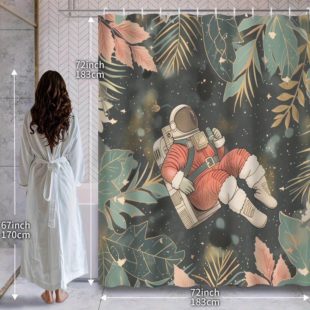 Shower Curtain: Festive Astronaut In A Tropical Jungle For A Unique And Imaginative Bathroom Decor
