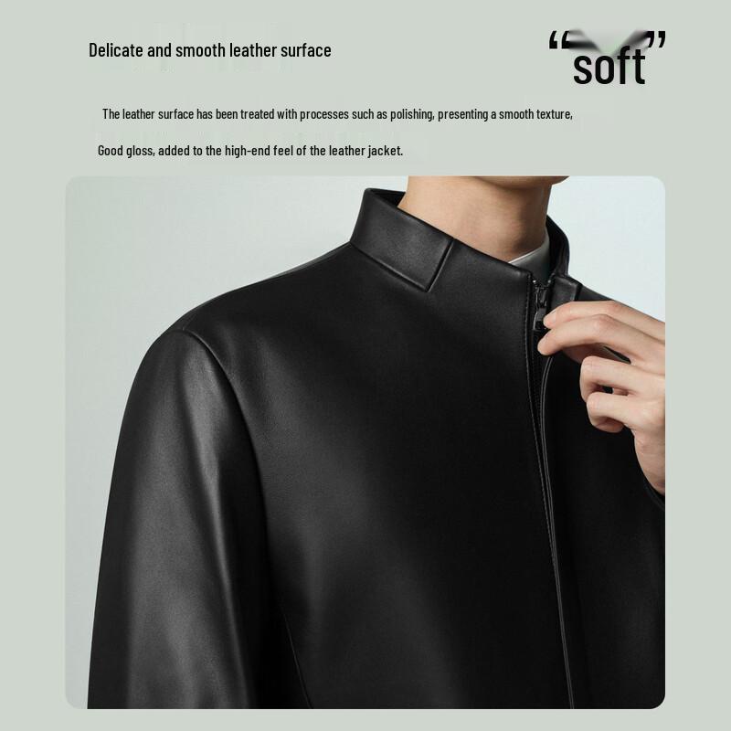 Lilang Men's Stand-Collar Genuine Leather Jacket