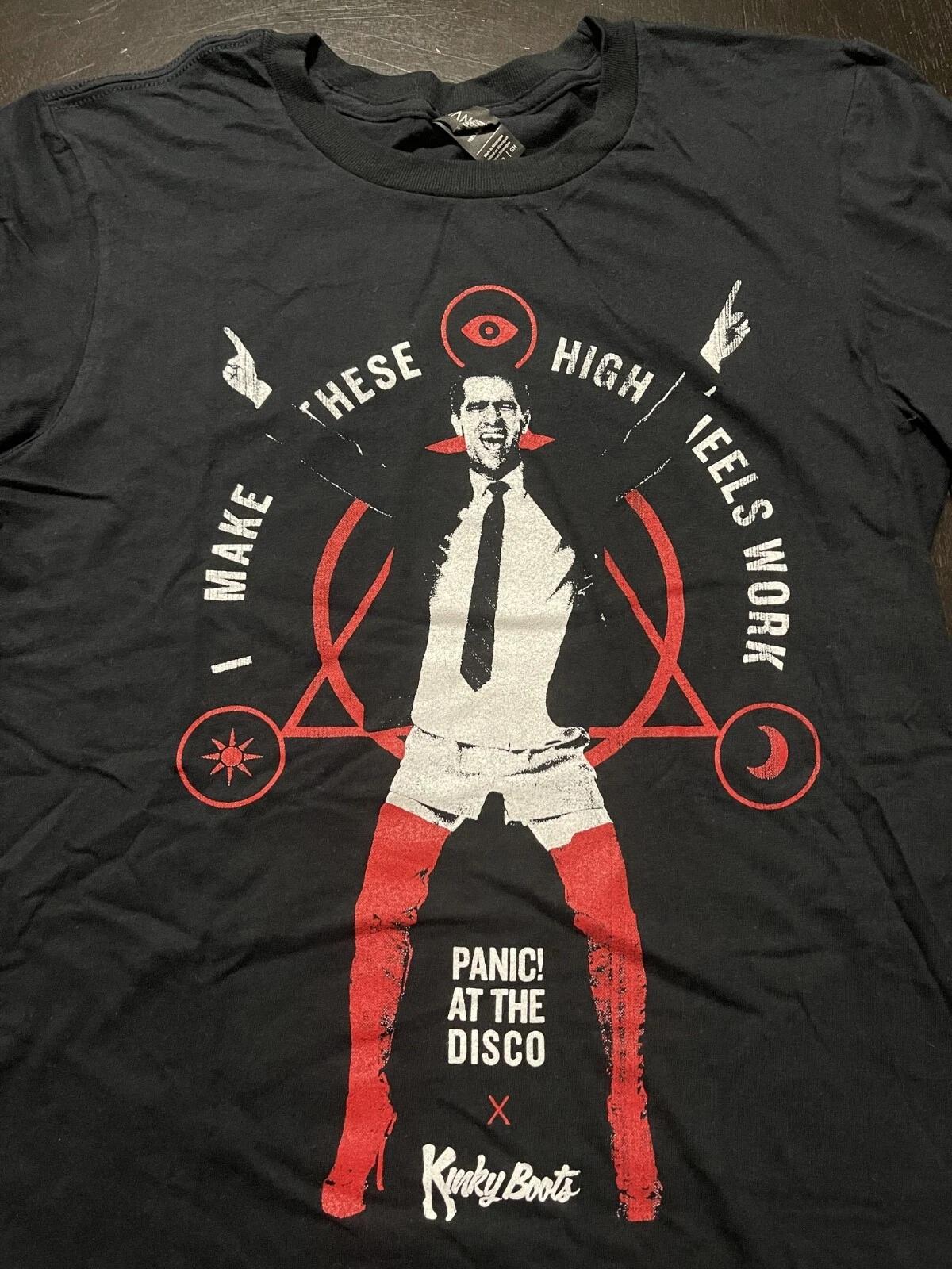 Panic At The Disco x Kinky Boots Brendan Urie T-Shirt, Black, Size: Small S