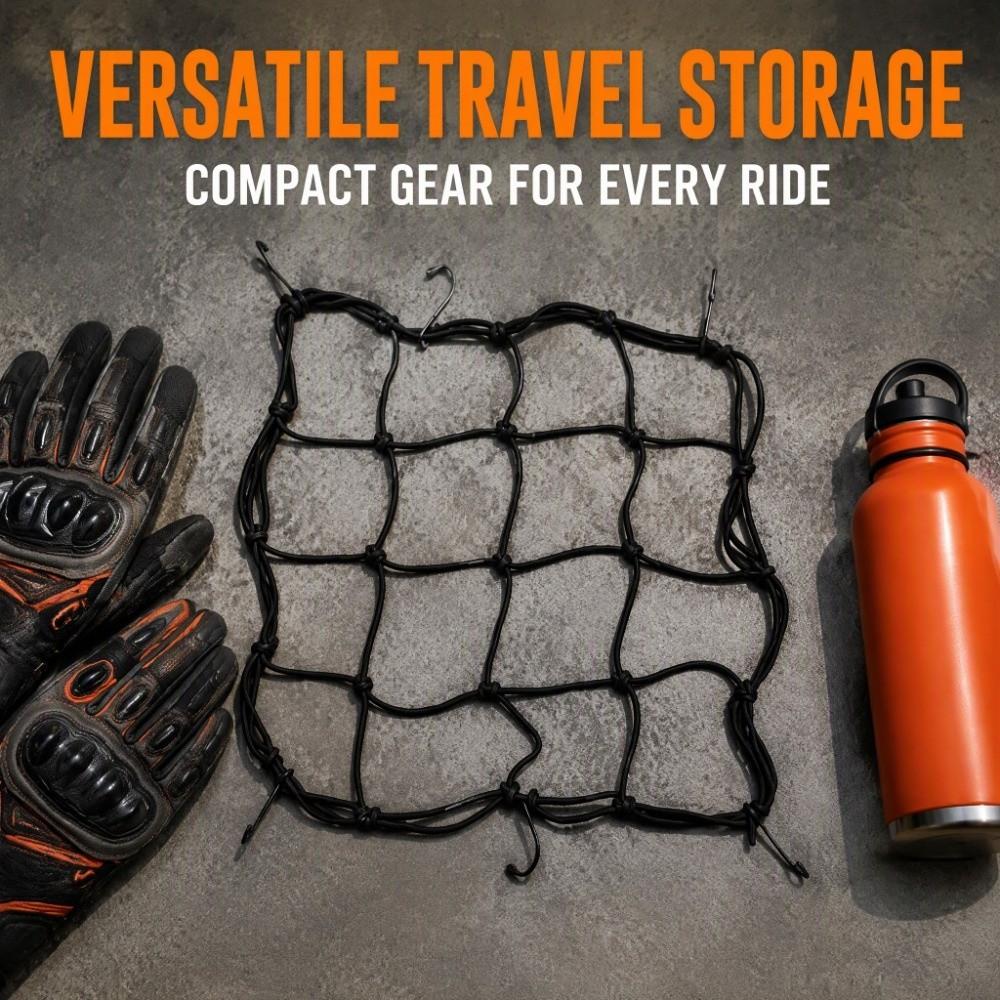 2pcs High Elastic Rubber Bungee Cargo Net 30x30cm Size Helmet Mesh Net For Luggage