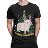 Herren Niedliches Capybara Rentier T-Shirts Cappy Weihnachten 100% Baumwollkleidung Kurzarm Rundhals T-Shirt T-Shirts
