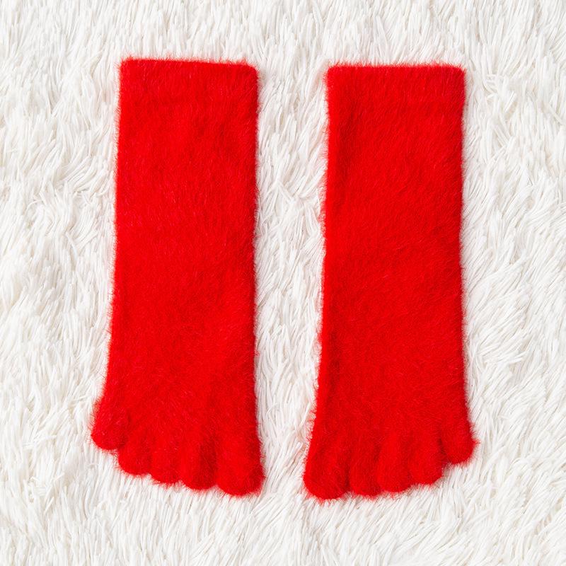 

Женские утолщенные носки из норкового велюра с пятью пальцами - Теплые, водонепроницаемые, средней длины, с раздельными пальцами, из кораллового флиса для осени/зимы.
