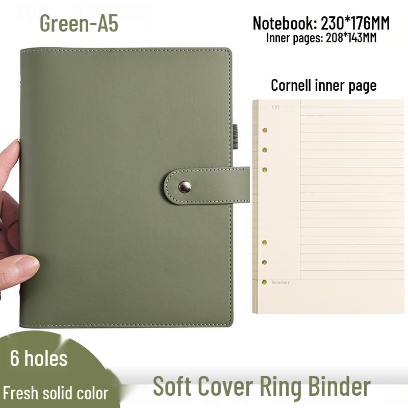 Minimalist A6 Soft Leather Ring Binder Planner Notebook