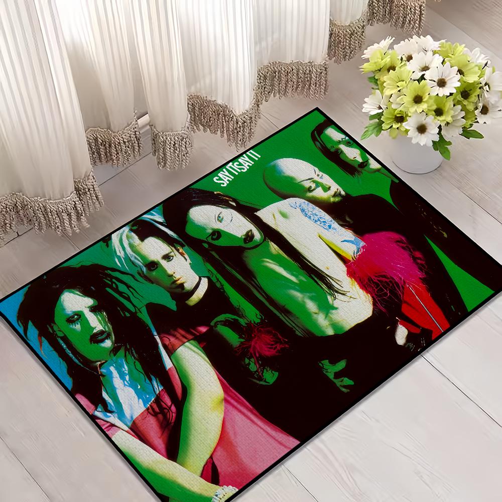 

Gothic rock band M-MarilynS M-Manson small carpet Rug Carpet Home Decor Bedroom Mat Hallway Balcony Entrance Doormat Decoration 40cm x 60cm