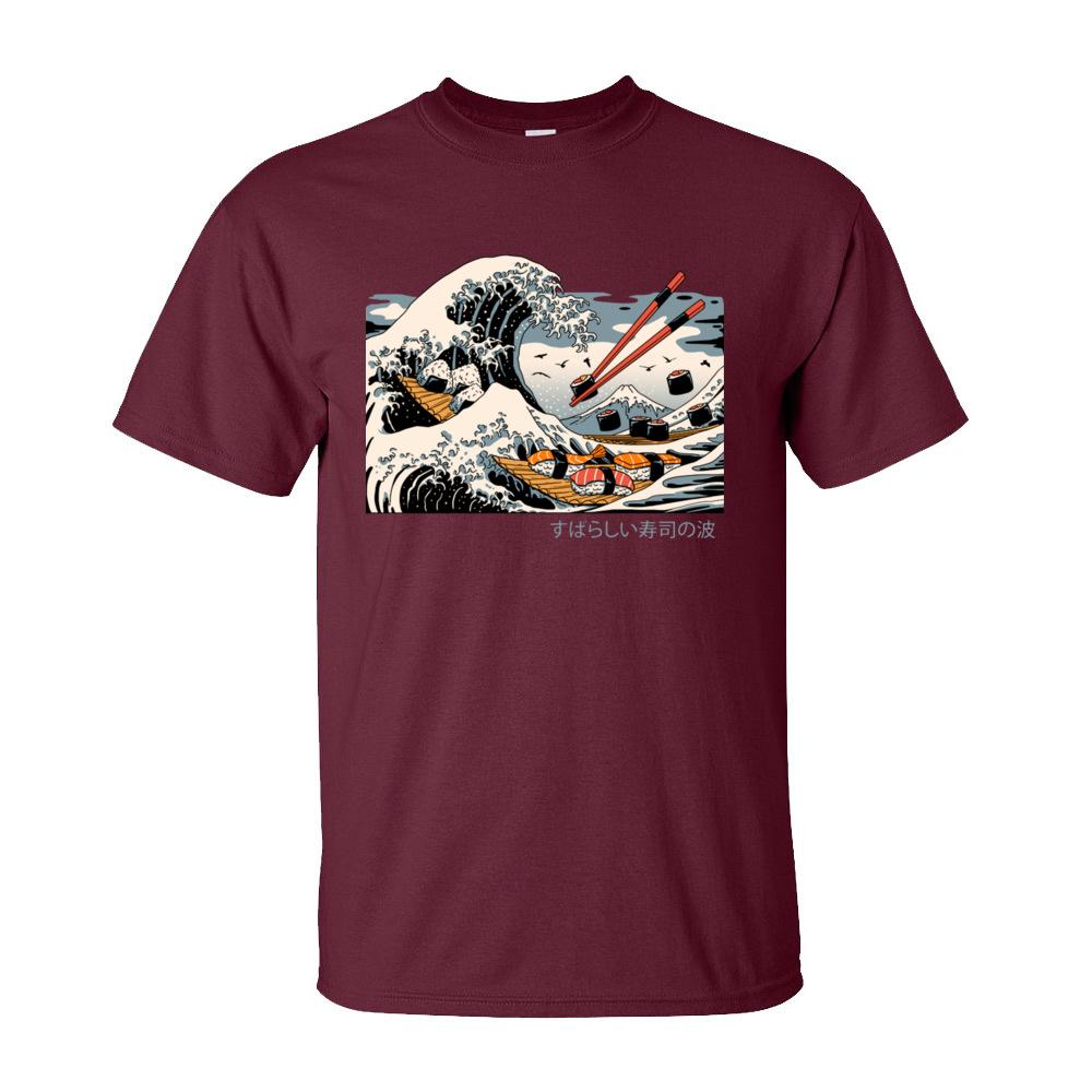 Men TShirt Great Waves Nara Tops Shirt All Cotton ONeck Short Sleeve Japan Sushi Printed Tee Shirt Mother Day Gift Top Quality