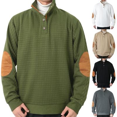 Sweat-shirt décontracté pour homme à la mode sans capuche large pour homme ample à boutons col montant sweat-shirt à capuche