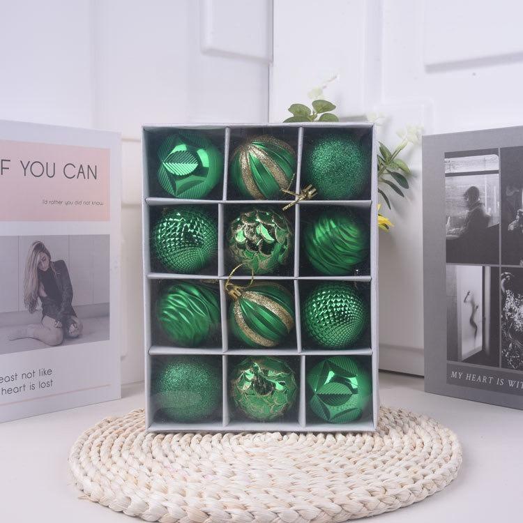 

Christmas Tree Decorations 12pcs 6cm Shaped Ornaments Plastic Colorful Craft Set Hanging Ball Decor for Xmas Party Home Festive 6cm