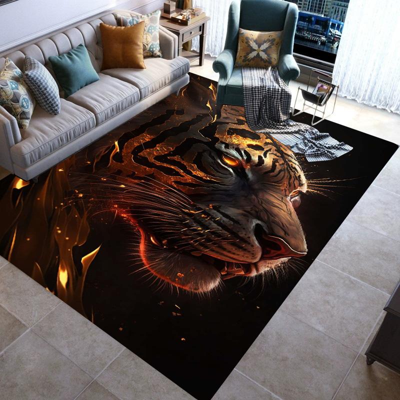 Large Area Rugs Non Slip Animal Tiger Pattern Carpet Living Room Sofa Kitchen Entrance Doormat Hallway Balcony Floor Mat