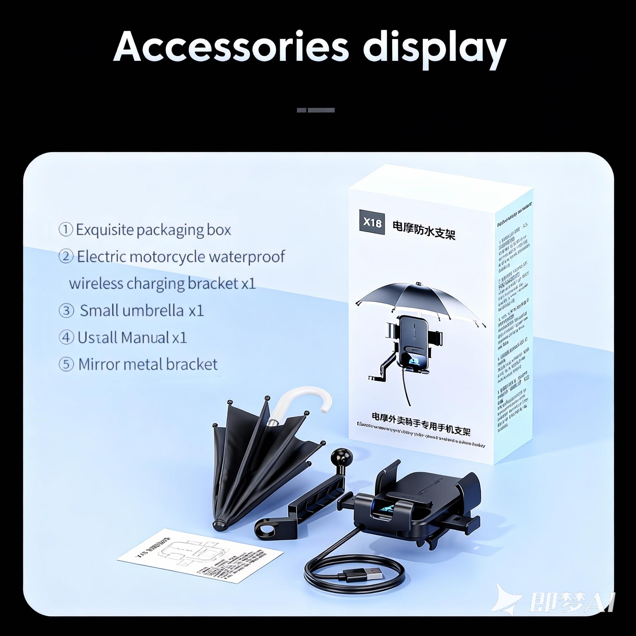 Mini Umbrella Sunshade Motorcycle Mobile Phone Holder Rainproof Outdoor Scooter Phone Clip Handlebar Mount For iPhone