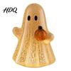 Halloween Night Light Cracked Ghost Figurine Light, Table Centerpiece, LED Light-up Spooky Bedroom Holding Pumpkin Ornament for Home Mantel Decorative