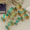 KMVEXO Blue Tones Y2K Vintage Imitation Enamel Irregular Geometry Open Bangle Women Bracelet Jewelry Man Trendy Party Aesthetic