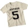 ARTHUR 5th Birthday Kids T-Shirt Personalised Name Number Boys Girls Tee