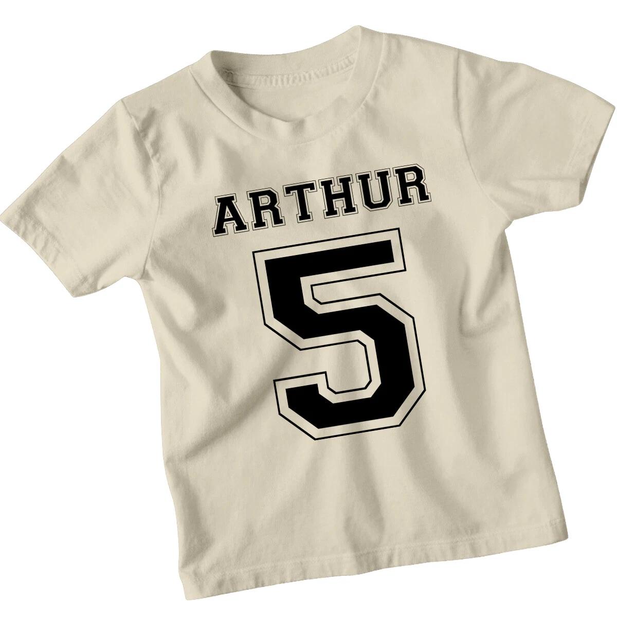 ARTHUR 5th Birthday Kids T-Shirt Personalised Name Number Boys Girls Tee 100