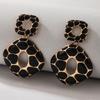 New accessories, stud earrings, square leopard print geometric earrings.