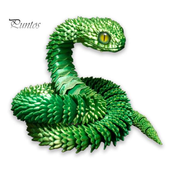 Lifelike Snake Sculpture 3D Printed Figurine Movable Joints Figure Articulated Animal Decor Model Toy Home Office Bookshelf Desktop Decoration