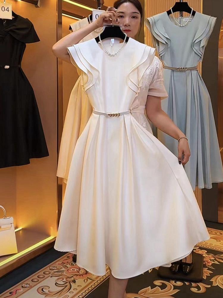 

Элегантная юбка во французском стиле 2024 года: Высококачественное летнее платье для торжественных случаев L [110-125 lbs] белый