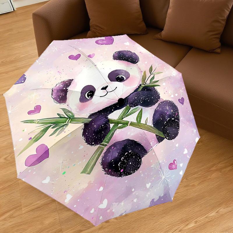 1pc Panda Heart Automatic Open/Close Umbrella Compact Folding Umbrella with 8-Rib Shaft for Women/Men, Elegant Birthday1212S