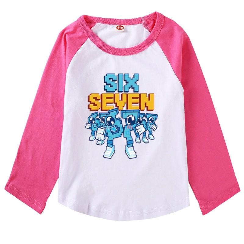 9193 Copii Fete Steal a Brainrot 67 Șase Șapte Imprimeu Raglan Mâneci Lungi Bumbac Tricou