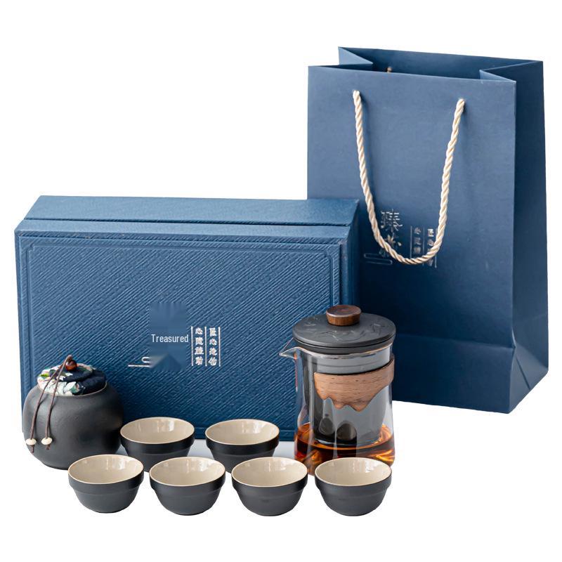 Portable Glass Travel Tea Set: Quick Outdoor Kung Fu Tea Cup & Japanese Teapot - Perfect Business Gift Set