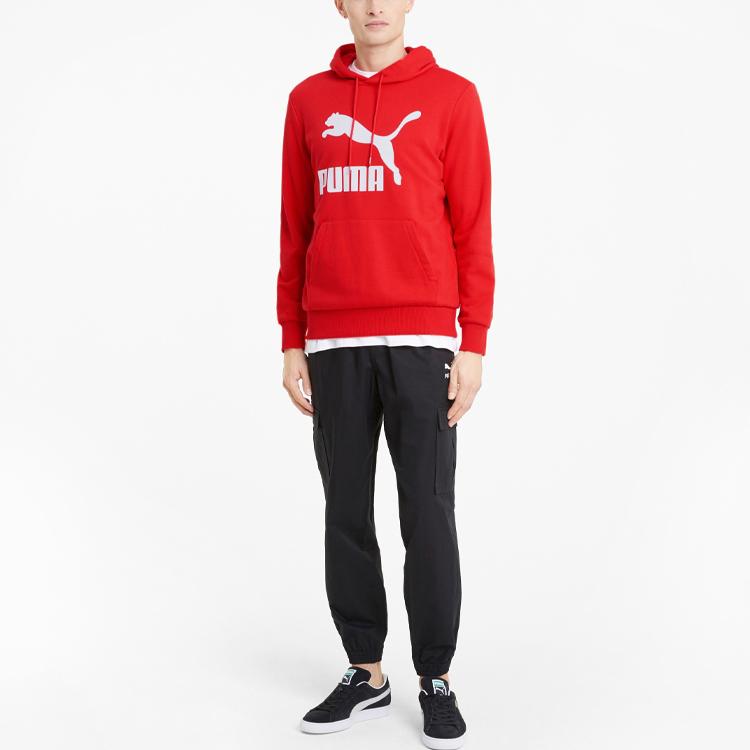Puma Color Block Hooded Print Sweatshirt Men Tops Red 531369-11