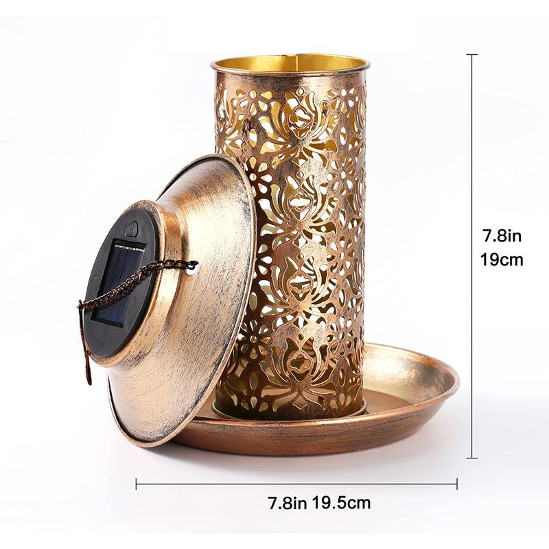 Solar Bird Feeder Metal Outdoors Hanging Bird House with Light Gift Ideas for Bird Lovers Outdoor Garden Backyard Decoration