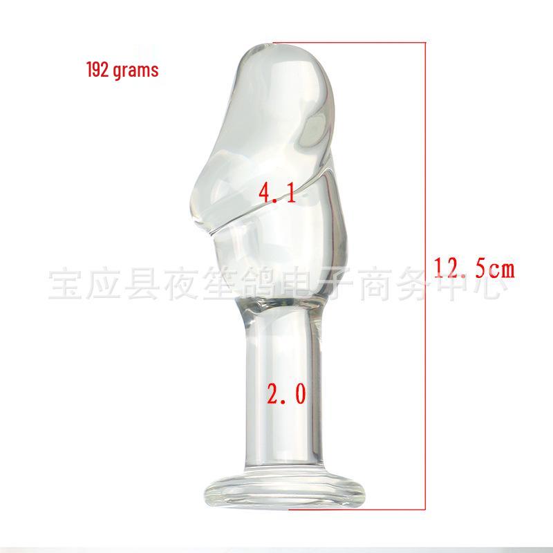 Large Brown Transparent Realistic Glass Dildo for Female Masturbation