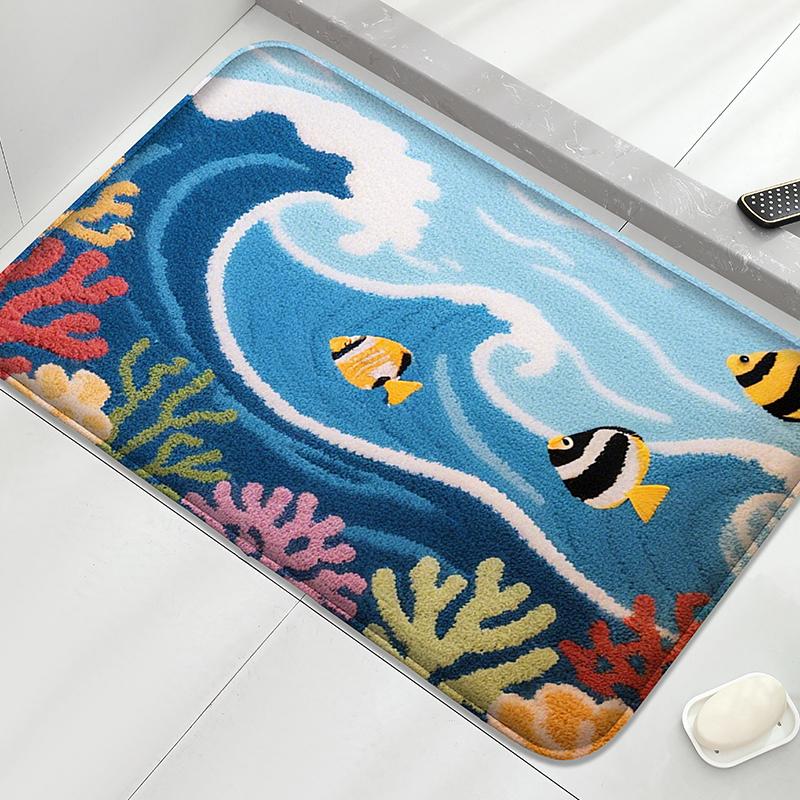 Airplane model anti slip door mat, household water absorbing foot mat home decoration mat bedroom small carpet, machine washable