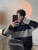 Men's Autumn/Winter American-Style Striped Deer Knit Sweater: Plush, Casual, Loose Fit