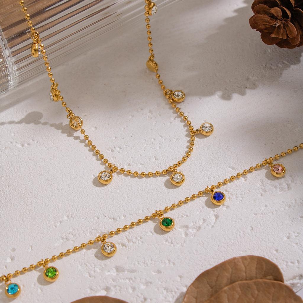 1pc Trendy Niche Colorful Tassel Necklace Golden Plated Hand Accessory Colorful Charm Necklace for Women Christmas Gift