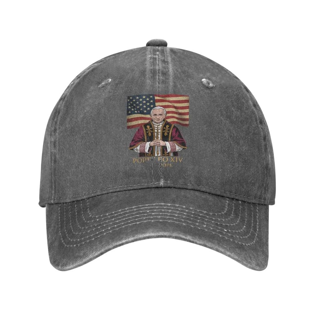 Vintage God Bless Pope Leo Baseball Caps Men Women Distressed Cotton Headwear American Outdoor Workouts Unstructured Soft Cap