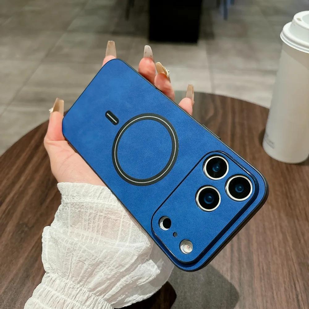 For Magsafe Leather Deer Shockproof Phone Cases For iPhone 17 Air 16 15 14 Plus 13 12 11 Pro Max Magnetic Wireless Charge Cover