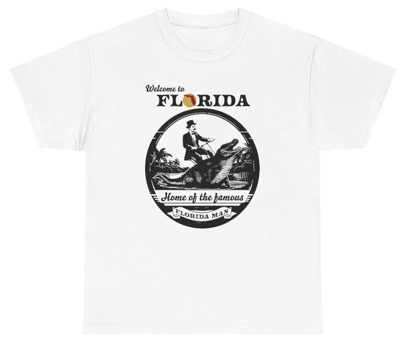 Welcome To Florida Man T Shirt Funny State Meme Ironic Gen Z Humor Joke Tee L