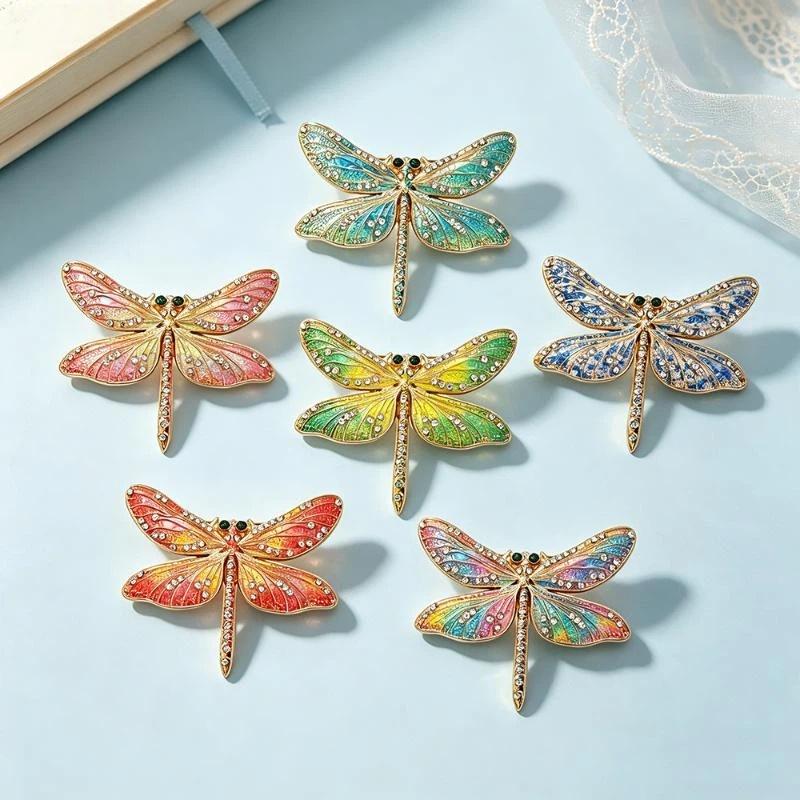 1Pcs Unisex Rhinestone Insects Office Party Brooch Pins Gifts Beautiful Dragonfly Brooches For Women