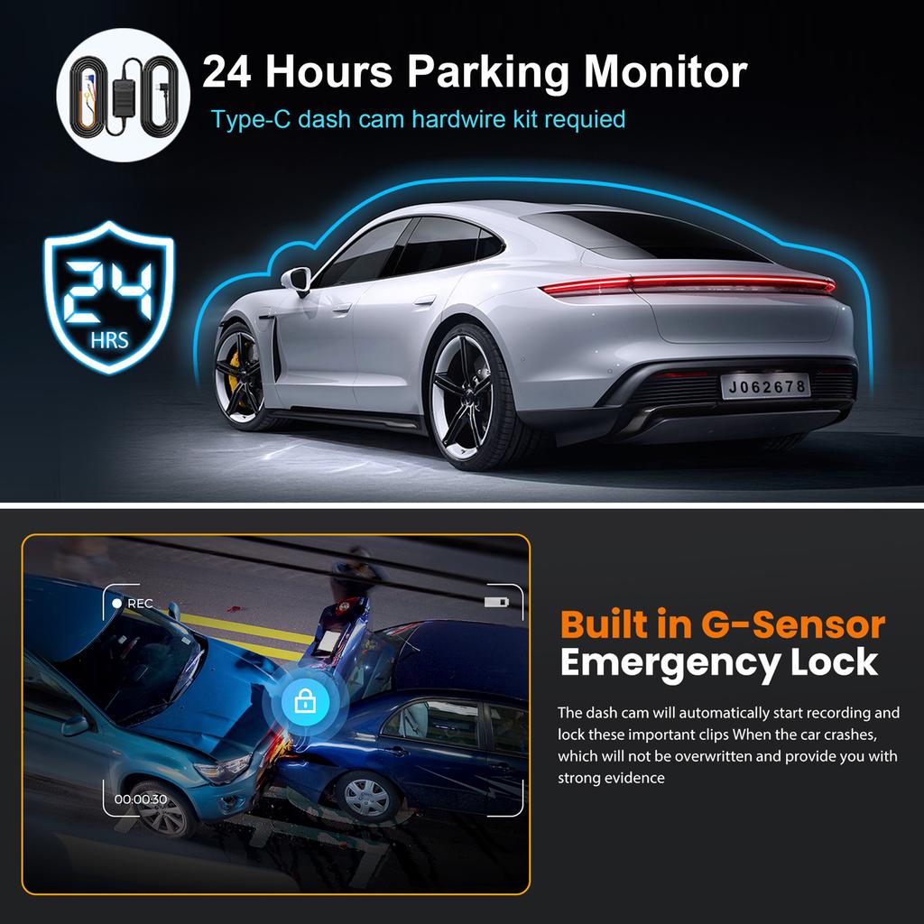 4K Ultra High Definition mit WiFi Mobile Internet ADAS BSD Front- und Heck-Dual-Recording-Fahrtenrekorder