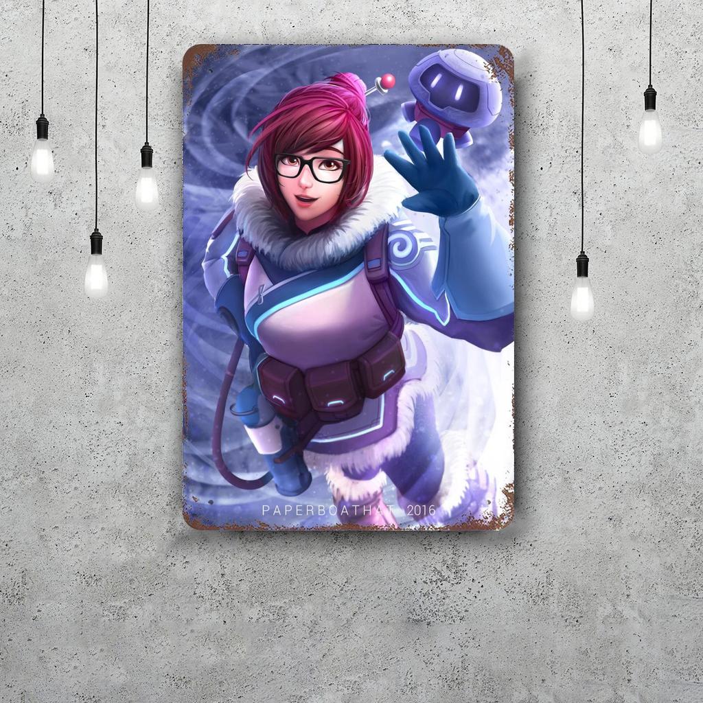 Mei Overwatch Vintage Metal Tin Signs Posters Decor Retro Metal Plaque Wall Art Decor for Garage Bar