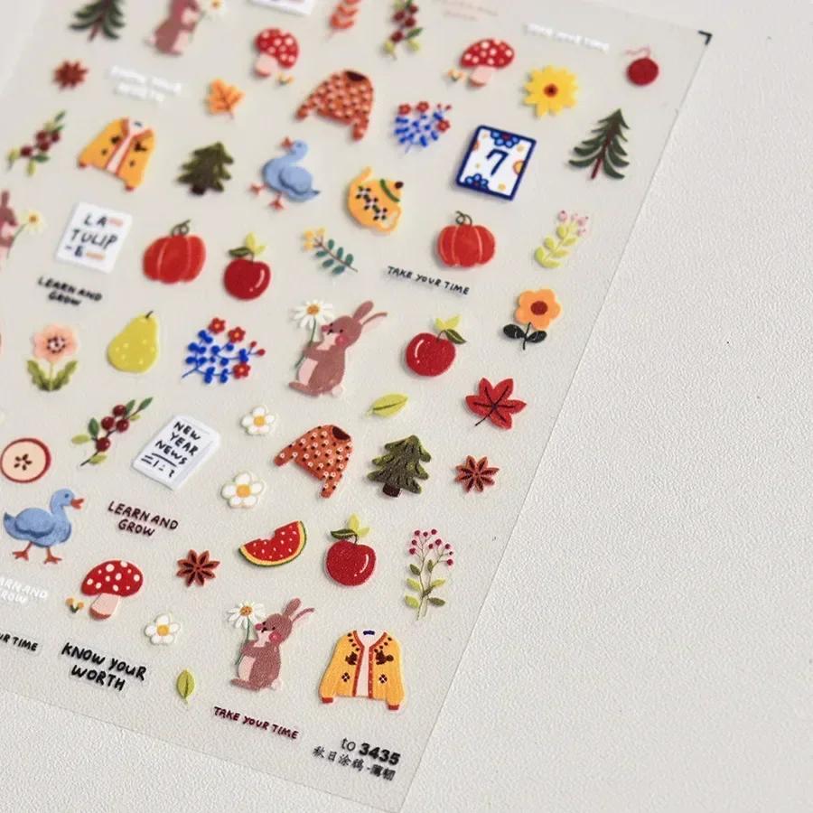 Beach Shell Swim Ring Bikini Watermelon Cat Ice Cream Crab Sunglass Coconut Tree Flowers Fruits Nail Art Stickers Decals