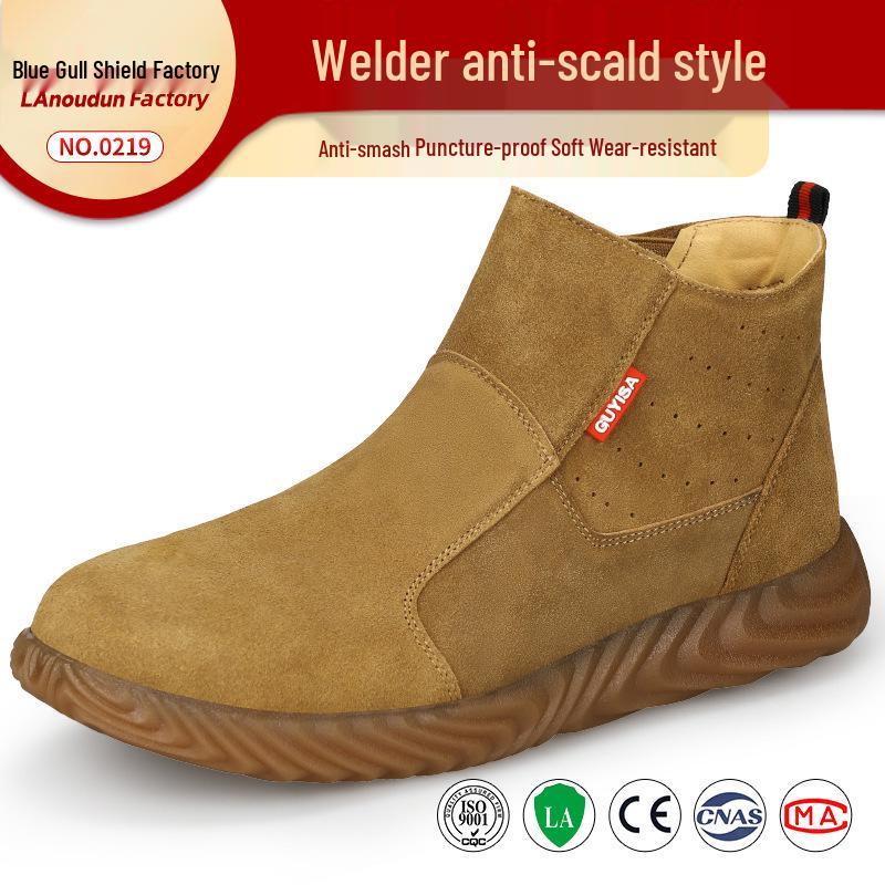 Breathable Men’s Fireproof, Anti-Smash, Anti-Puncture Safety Shoes - Comfortable, Wear-Resistant, Non-Slip Work Shoes for Welders