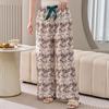 Cotton Silk Family Spring and Autumn Women's Cotton Silk Pajama Pants Wide-leg Pants Thin Artificial Cotton Can Be Worn Outside Casual Home Pants