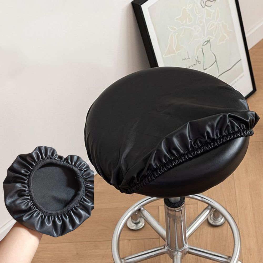 Waterproof PU Leather Bar Stool Cover Round All Inclusive Dustproof Seat Protector Cushion For Home Hotel Use