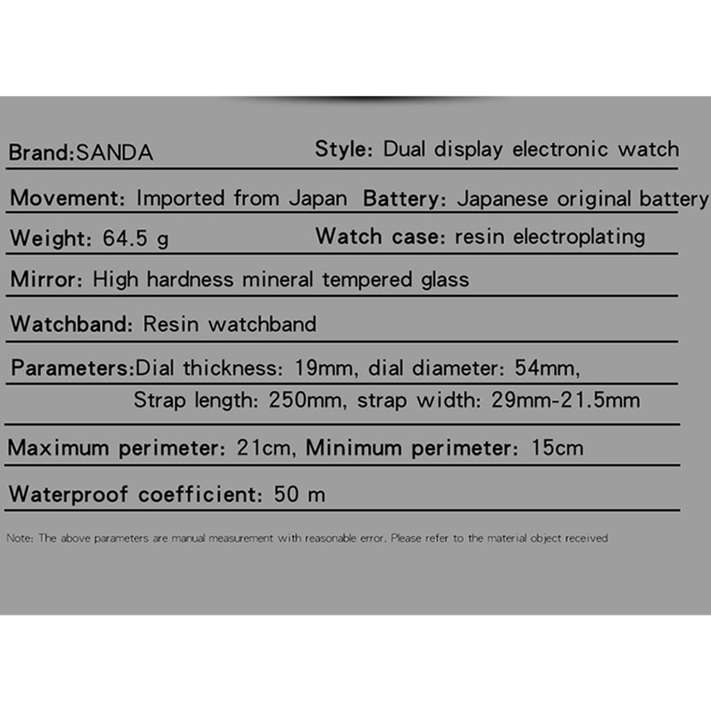 Sanda męska tarcza wodoodporny zegarek spersonalizowany zegarek elektroniczny moda męski zegarek sportowy dla studentów na świeżym powietrzu